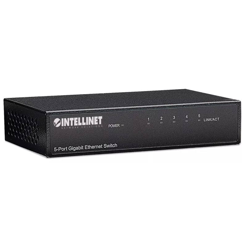 Intellinet Switch Gigabit Ethernet 5 porte, formato desktop, case in metallo, IEEE 802.3az (Energy Efficient Ethernet)