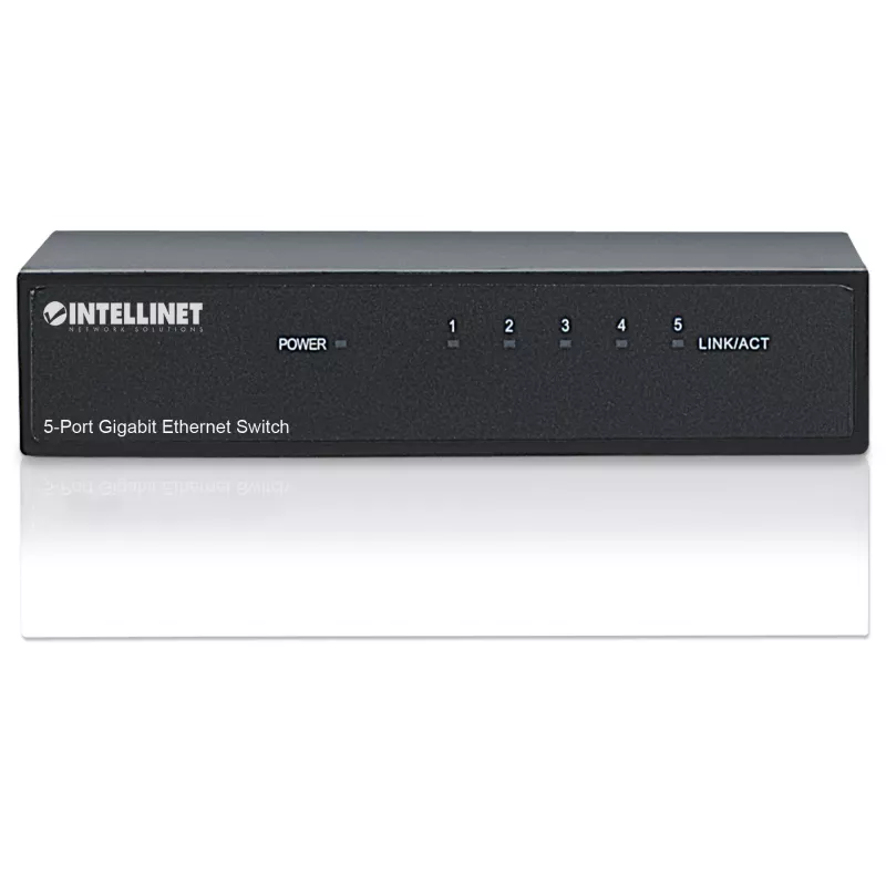 Intellinet Switch Gigabit Ethernet 5 porte, formato desktop, case in metallo, IEEE 802.3az (Energy Efficient Ethernet)