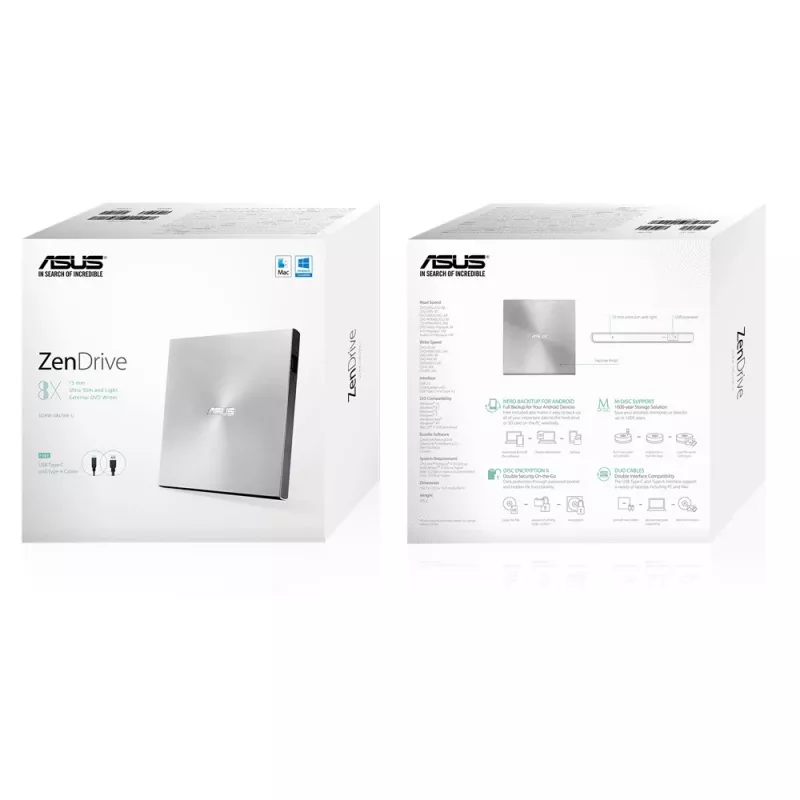 ASUS ZenDrive U9M Unità ottica DVD±RW argento