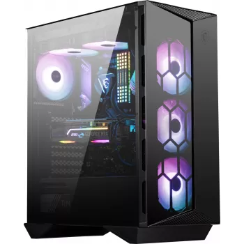 MSI MPG GUNGNIR 110R Case per computer gaming Mid Tower nero, USB 3.2 Gen2 Type C, 4x ventola ARGB 120mm, Mystic Light Sync, scheda di controllo ARGB da 1 a 6, 2x pannelli in vetro temperato, ATX, mATX, mini-ITX