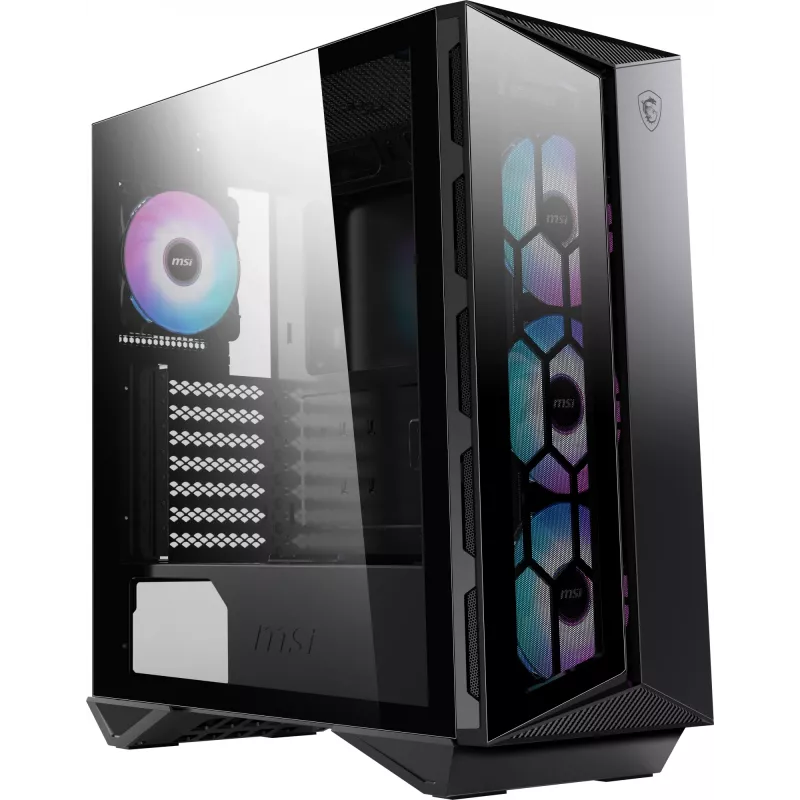 MSI MPG GUNGNIR 110R Case per computer gaming Mid Tower nero, USB 3.2 Gen2 Type C, 4x ventola ARGB 120mm, Mystic Light Sync, scheda di controllo ARGB da 1 a 6, 2x pannelli in vetro temperato, ATX, mATX, mini-ITX
