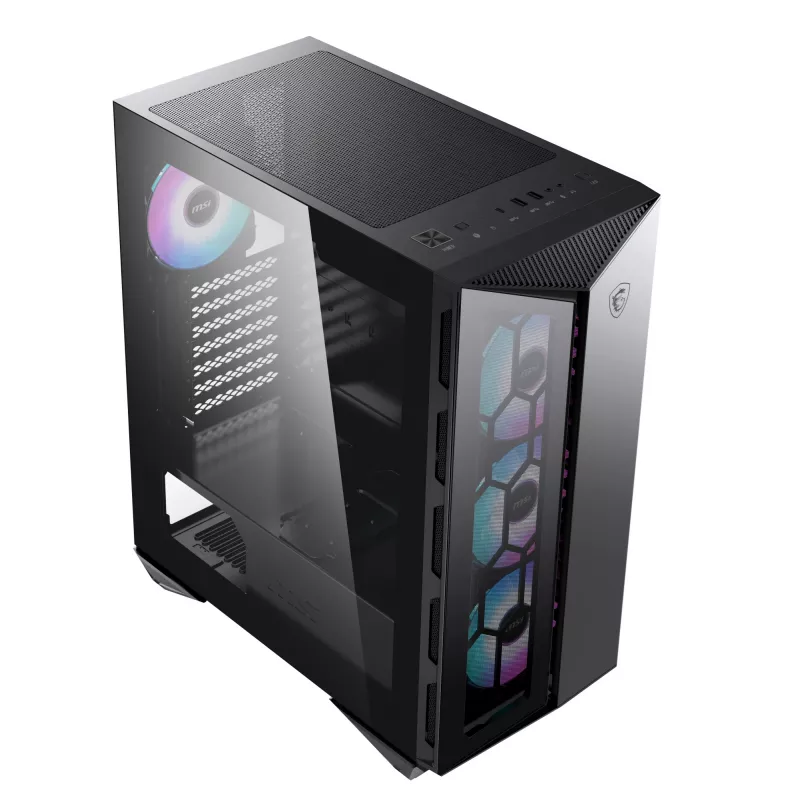 MSI MPG GUNGNIR 110R Case per computer gaming Mid Tower nero, USB 3.2 Gen2 Type C, 4x ventola ARGB 120mm, Mystic Light Sync, scheda di controllo ARGB da 1 a 6, 2x pannelli in vetro temperato, ATX, mATX, mini-ITX