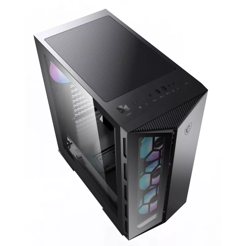 MSI MPG GUNGNIR 110R Case per computer gaming Mid Tower nero, USB 3.2 Gen2 Type C, 4x ventola ARGB 120mm, Mystic Light Sync, scheda di controllo ARGB da 1 a 6, 2x pannelli in vetro temperato, ATX, mATX, mini-ITX