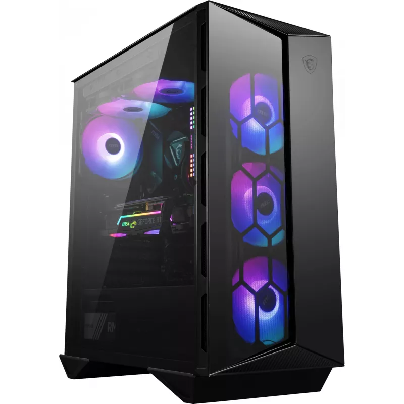 MSI MPG GUNGNIR 110R Case per computer gaming Mid Tower nero, USB 3.2 Gen2 Type C, 4x ventola ARGB 120mm, Mystic Light Sync, scheda di controllo ARGB da 1 a 6, 2x pannelli in vetro temperato, ATX, mATX, mini-ITX
