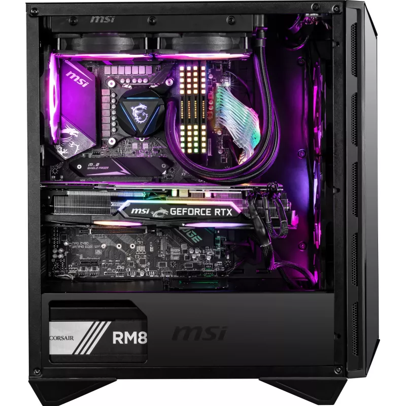 MSI MPG GUNGNIR 110R Case per computer gaming Mid Tower nero, USB 3.2 Gen2 Type C, 4x ventola ARGB 120mm, Mystic Light Sync, scheda di controllo ARGB da 1 a 6, 2x pannelli in vetro temperato, ATX, mATX, mini-ITX
