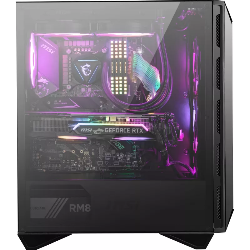 MSI MPG GUNGNIR 110R Case per computer gaming Mid Tower nero, USB 3.2 Gen2 Type C, 4x ventola ARGB 120mm, Mystic Light Sync, scheda di controllo ARGB da 1 a 6, 2x pannelli in vetro temperato, ATX, mATX, mini-ITX