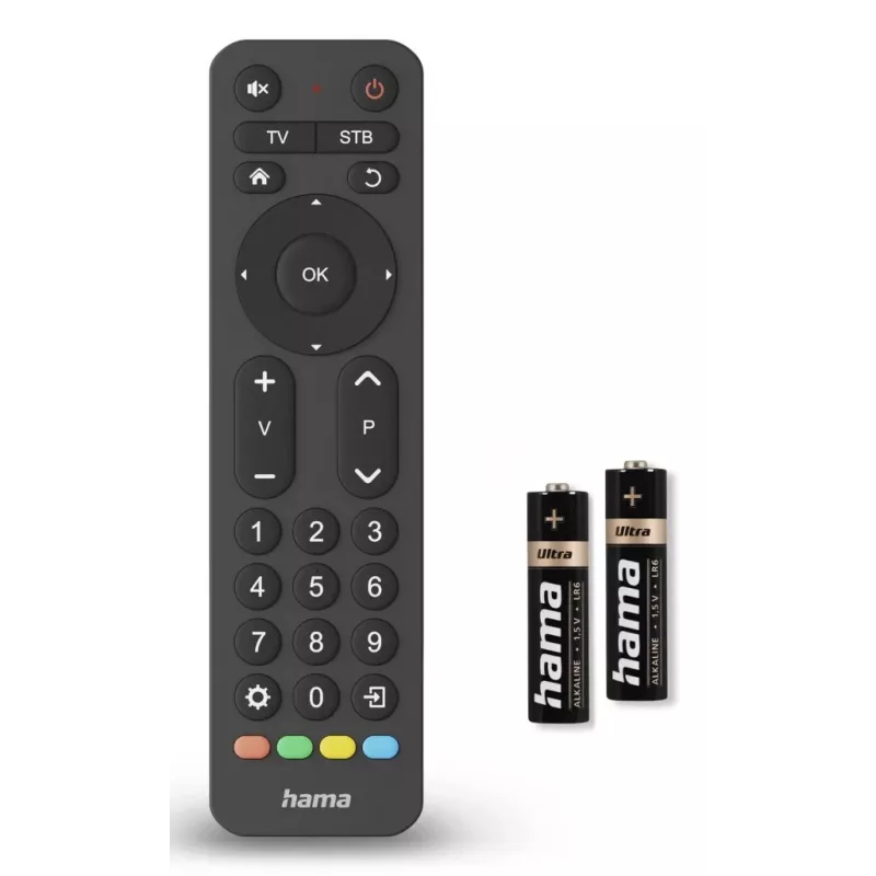 Hama 00221056 telecomando universale per TV 2in1, IR, tasti grandi, programmabile, nero