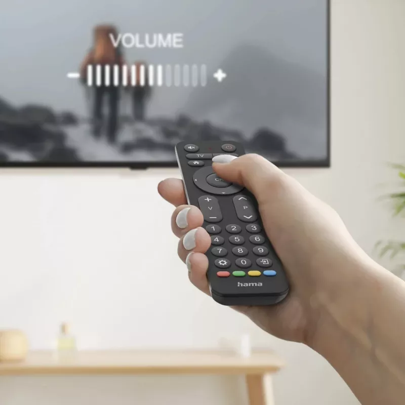 Hama 00221056 telecomando universale per TV 2in1, IR, tasti grandi, programmabile, nero