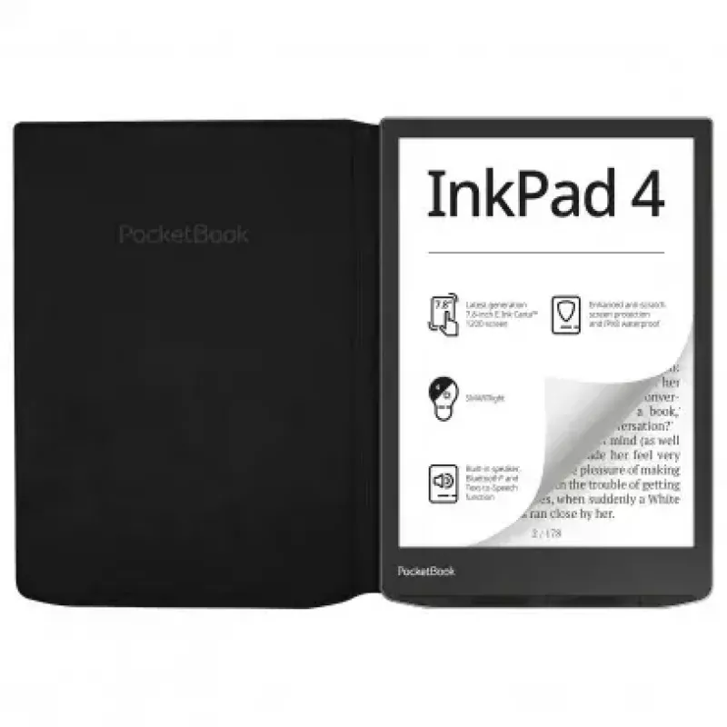 Flip case per e-book reader PocketBook da 7,8 pollici – HN-FP-PU-743G-RB-WW, chiusura magnetica, nero