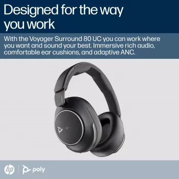 HP Poly Voyager Surround 80 UC headset USB-C certificato Microsoft Teams + adattatore USB-C/A