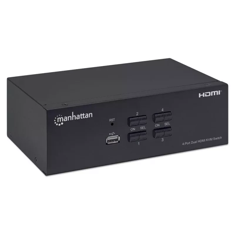 Switch KVM Manhattan 4 porte 4K@30Hz USB-A audio mic