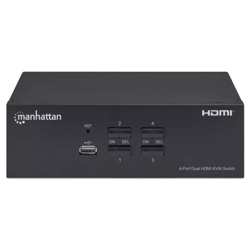Switch KVM Manhattan 4 porte 4K@30Hz USB-A audio mic