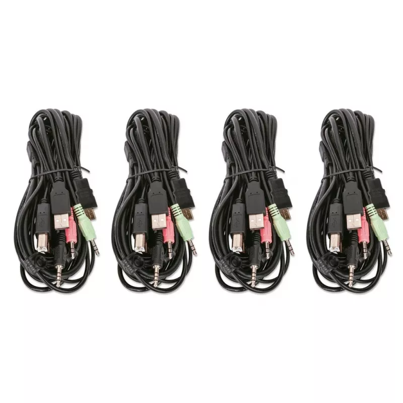 Switch KVM Manhattan 4 porte 4K@30Hz USB-A audio mic
