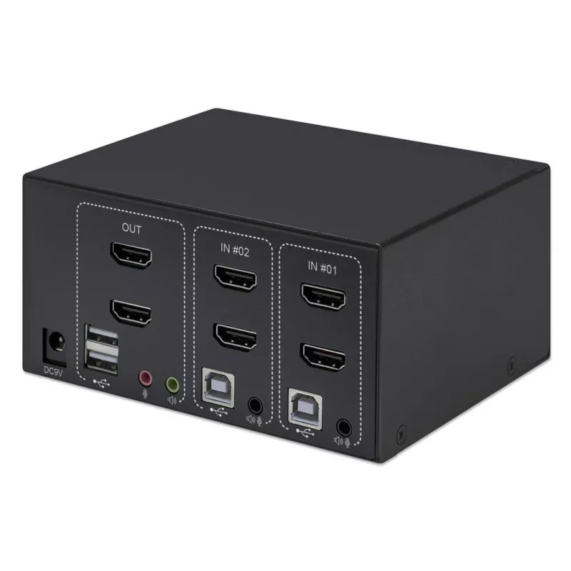 Switch KVM Manhattan 2 porte 4K HDMI USB audio controllo di 2 computer