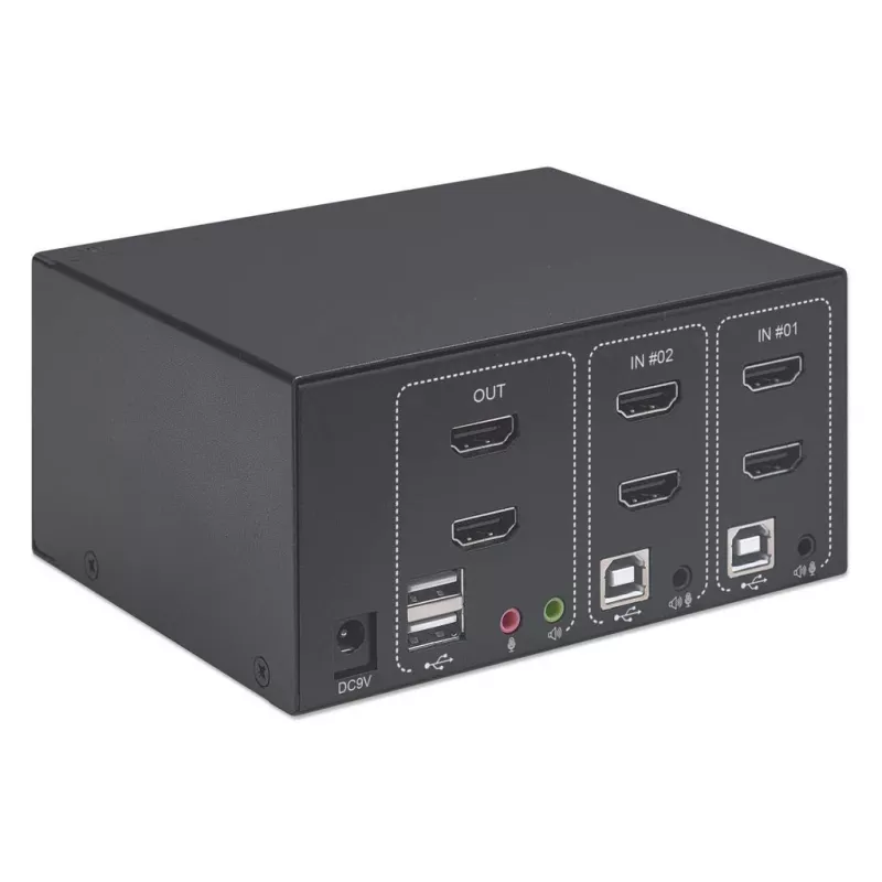 Switch KVM Manhattan 2 porte 4K HDMI USB audio controllo di 2 computer