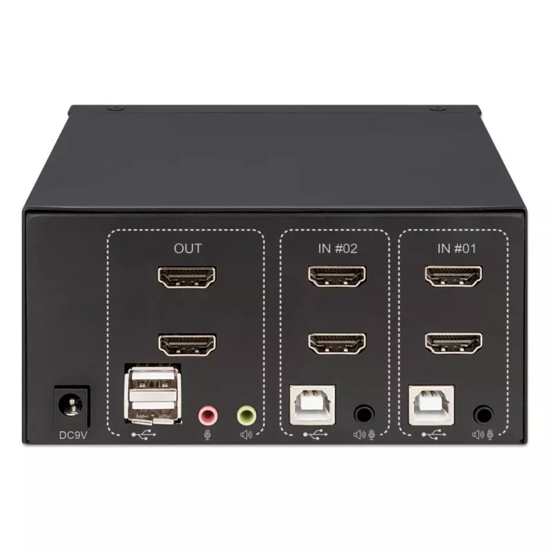 Switch KVM Manhattan 2 porte 4K HDMI USB audio controllo di 2 computer