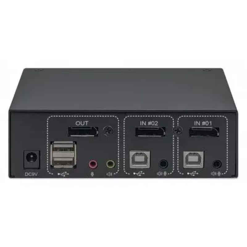 Switch KVM Manhattan 153546, 2 porte DisplayPort/USB 2.0, 4K@60Hz, audio, 2 cavi da 1,8 m