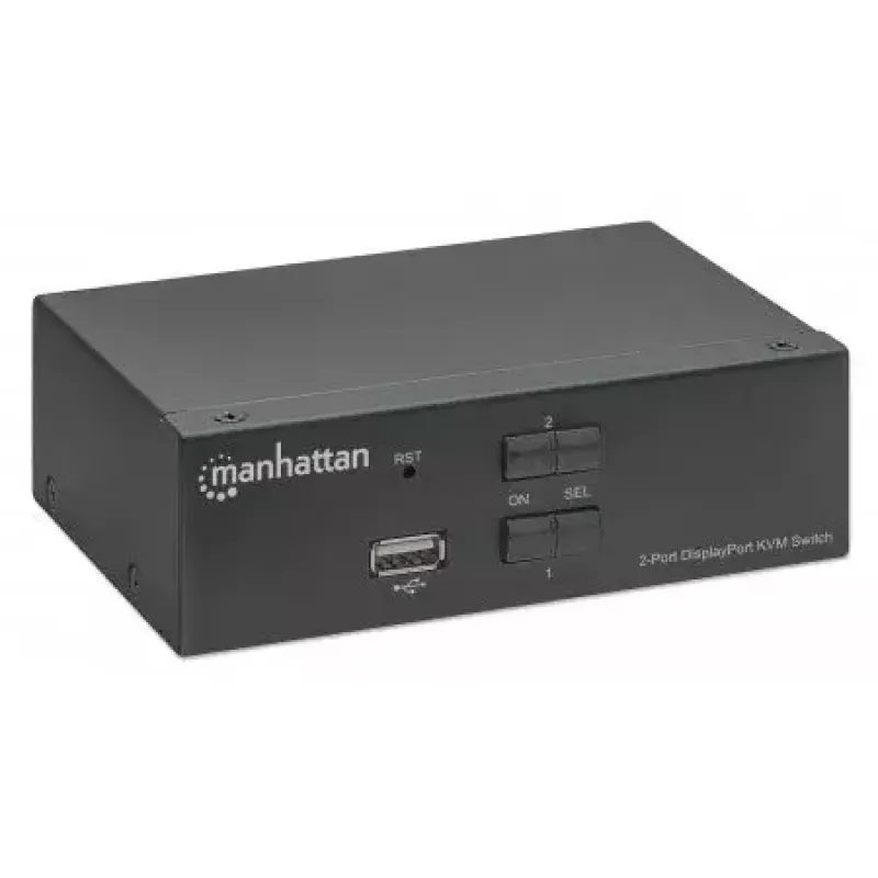 Switch KVM Manhattan 153546, 2 porte DisplayPort/USB 2.0, 4K@60Hz, audio, 2 cavi da 1,8 m