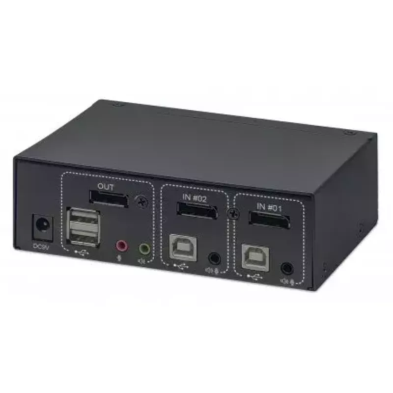 Switch KVM Manhattan 153546, 2 porte DisplayPort/USB 2.0, 4K@60Hz, audio, 2 cavi da 1,8 m