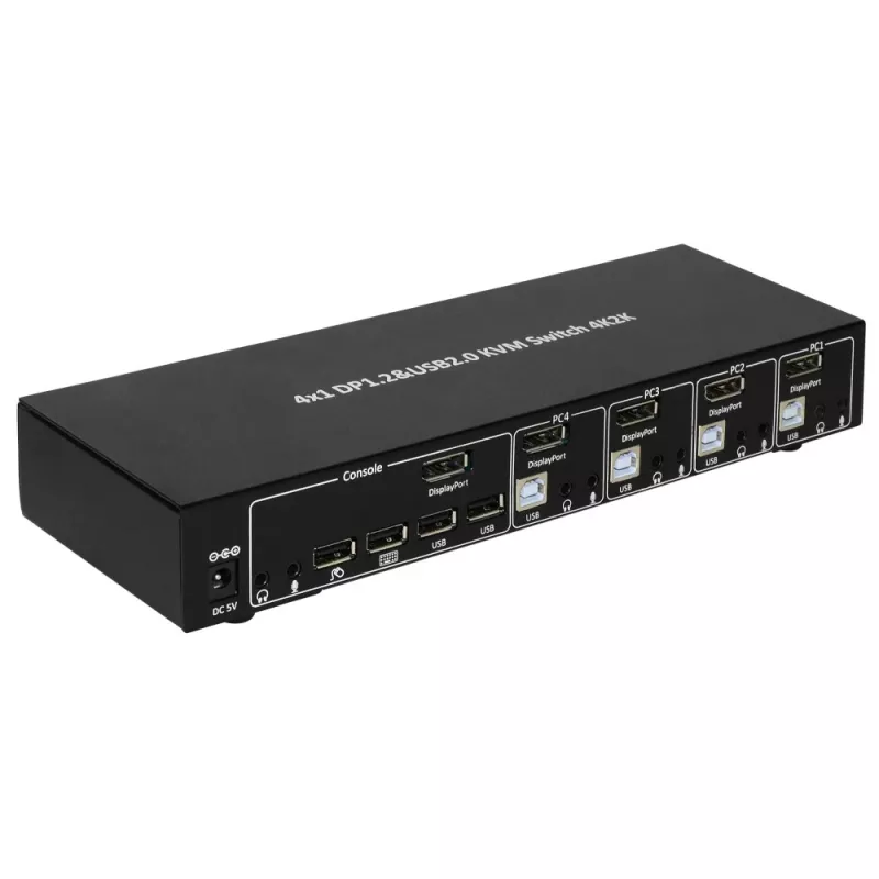 Techly IDATA DP-KVM4 switch KVM per montaggio a rack nero