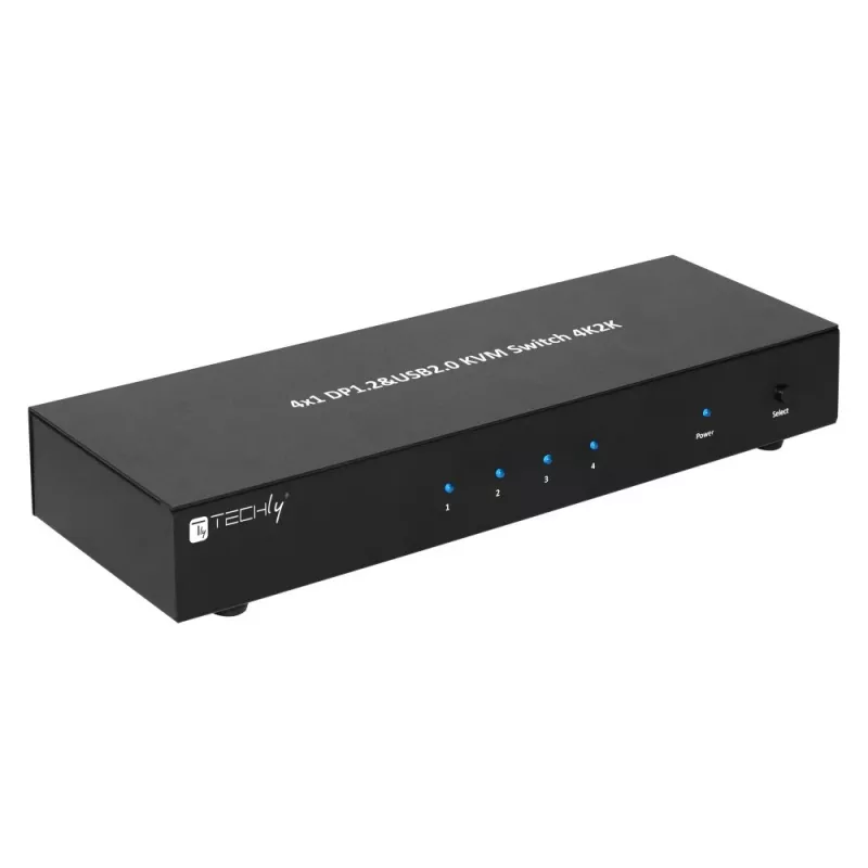 Techly IDATA DP-KVM4 switch KVM per montaggio a rack nero