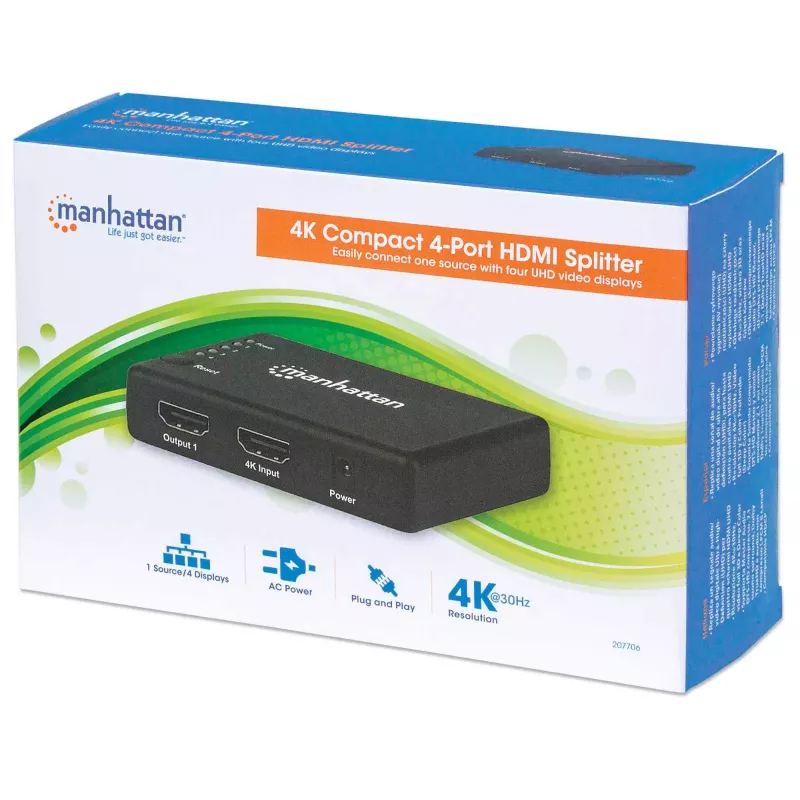 Splitter HDMI Manhattan 4 porte compatto