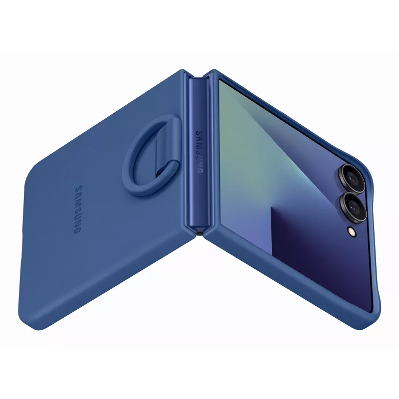 Samsung EF-PF766TNEGWW custodia in silicone con anello per Galaxy Z Flip7, blu