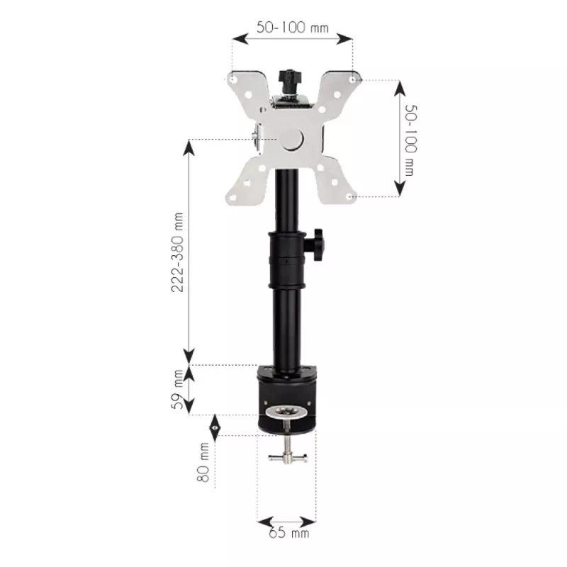 Techly ICA-LCD 500BK supporto da scrivania per monitor 13–30 pollici (76,2 cm), fino a 15 kg, VESA 75x75/100x100, nero