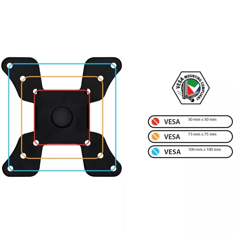 Techly ICA-LCD 500BK supporto da scrivania per monitor 13–30 pollici (76,2 cm), fino a 15 kg, VESA 75x75/100x100, nero
