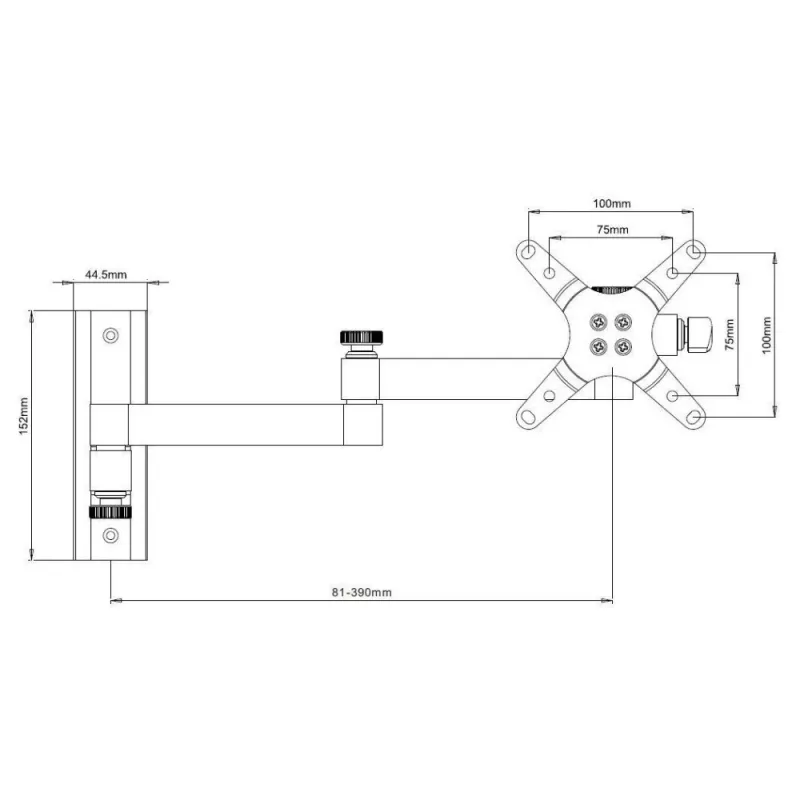 Techly ICA-LCD 104 supporto a parete per LCD 13–30 pollici, 3 snodi, inclinabile e orientabile, fino a 15 kg, VESA 75x75/100x100, argento