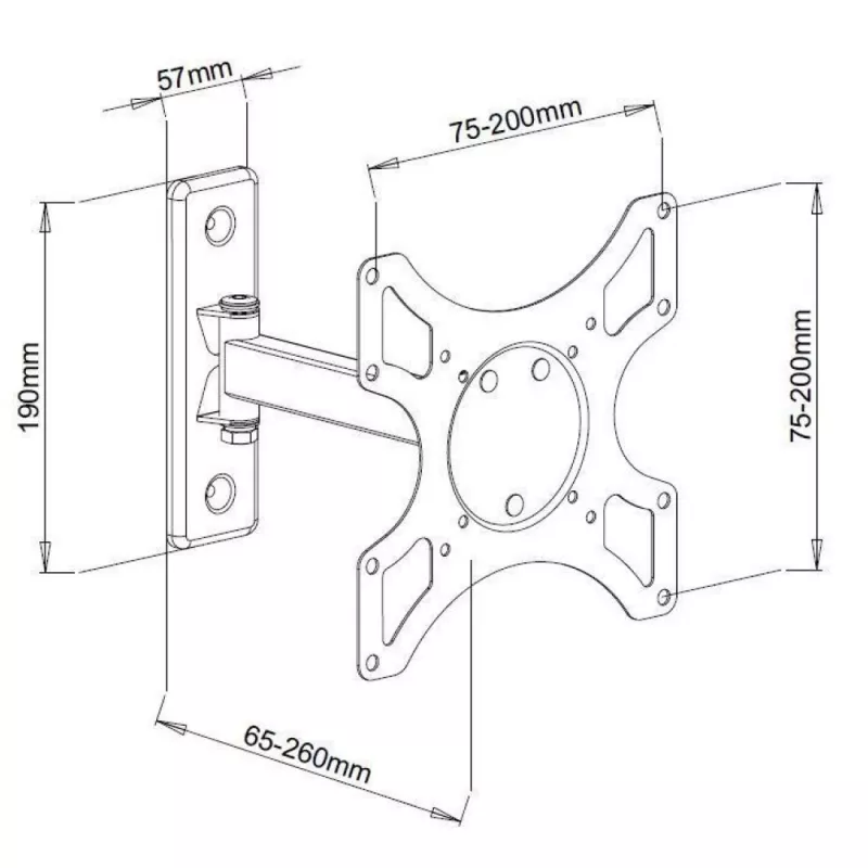 Techly ICA-LCD 2901 supporto a parete per TV LCD 13–37 pollici, inclinabile e orientabile, fino a 25 kg, VESA 75x75–200x200, nero