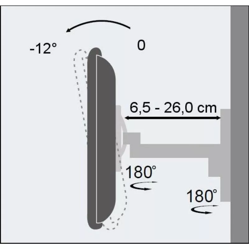 Techly ICA-LCD 2901 supporto a parete per TV LCD 13–37 pollici, inclinabile e orientabile, fino a 25 kg, VESA 75x75–200x200, nero