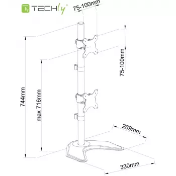 Techly ICA-LCD 2520V supporto / base per monitor 68.6 cm (27 inch) scrivania nero