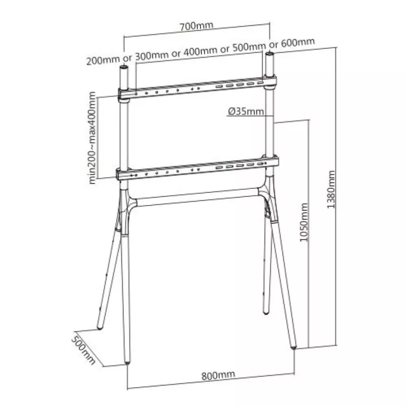 Techly supporto a pavimento per TV LCD/LED/Plasma 49-70