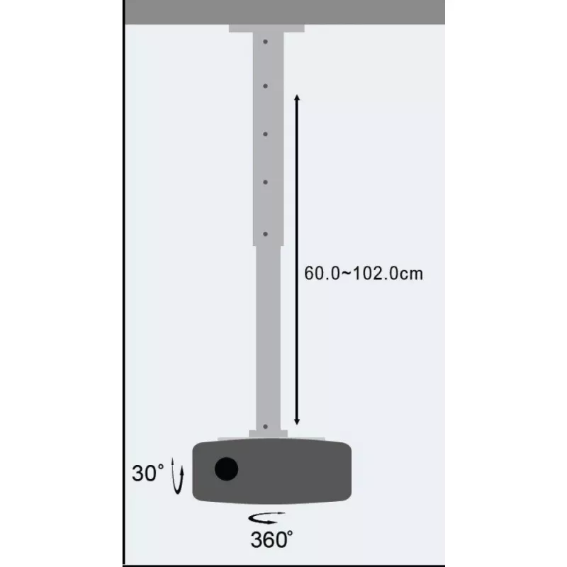 Techly supporto a soffitto per proiettore prolunga 60–102 cm argento ICA-PM 102XL