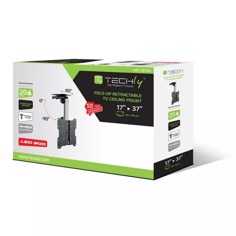 Techly supporto a soffitto pieghevole retrattile per TV LED/LCD 17