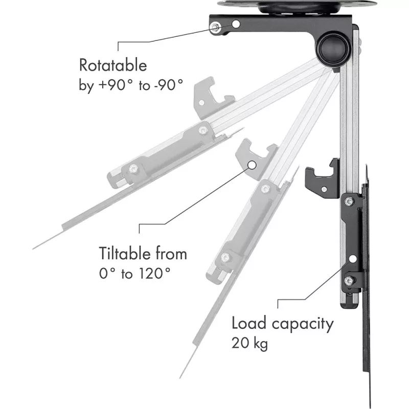 Techly supporto a soffitto pieghevole retrattile per TV LED/LCD 17