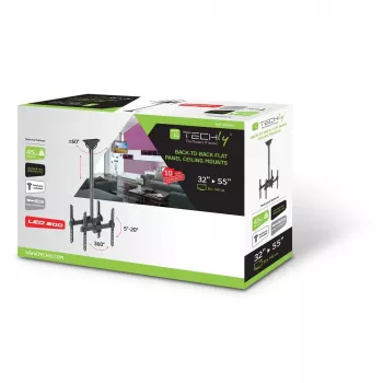 Techly supporto a soffitto telescopico universale per 2 TV LED LCD 32-55