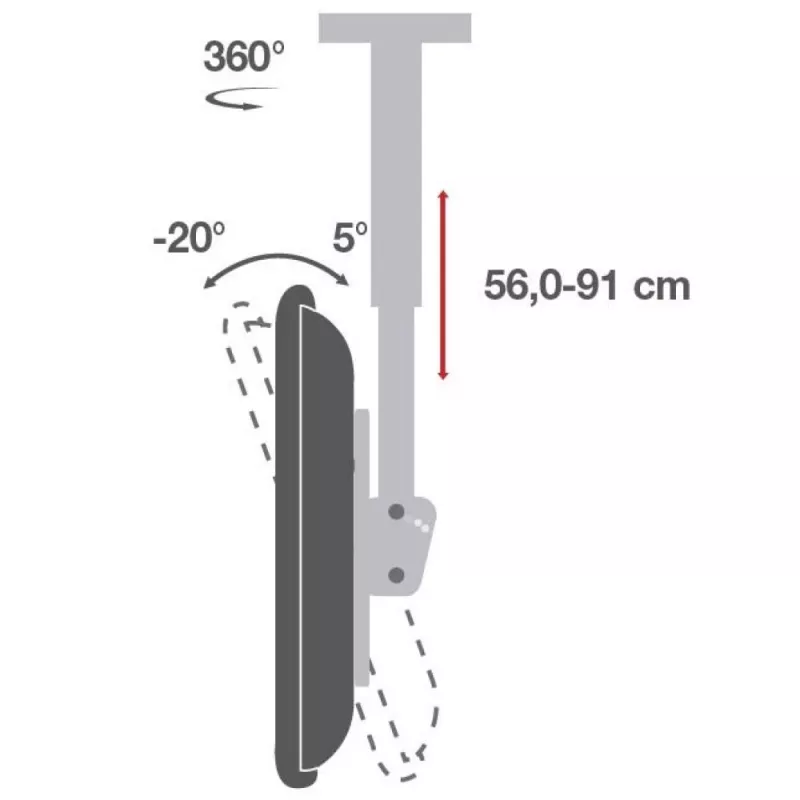 Techly supporto a soffitto telescopico universale per 2 TV LED LCD 32-55
