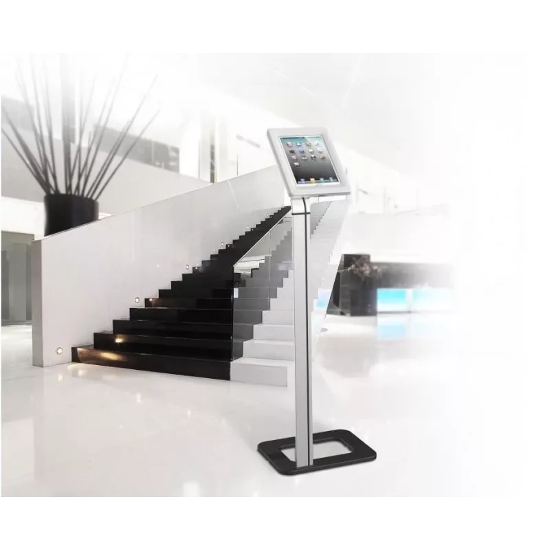 Techly ICA-TBL 1501 piantana di sicurezza da terra per tablet 9,7–10,1 pollici (25,6 cm), alluminio, VESA 75x75, argento