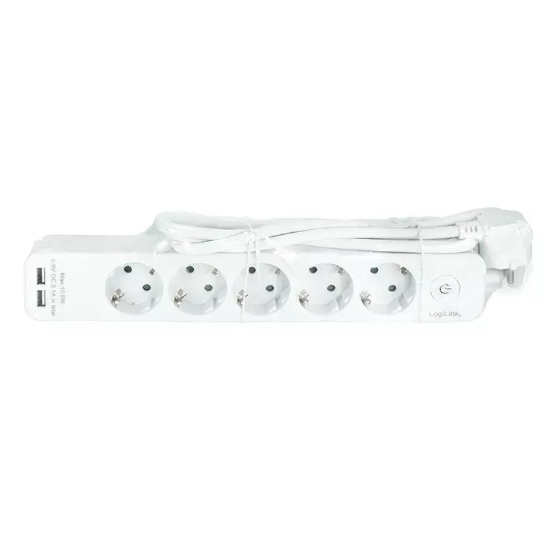 Prolunga elettrica LogiLink LPS249U 1,5 m 5 prese AC per interni bianco