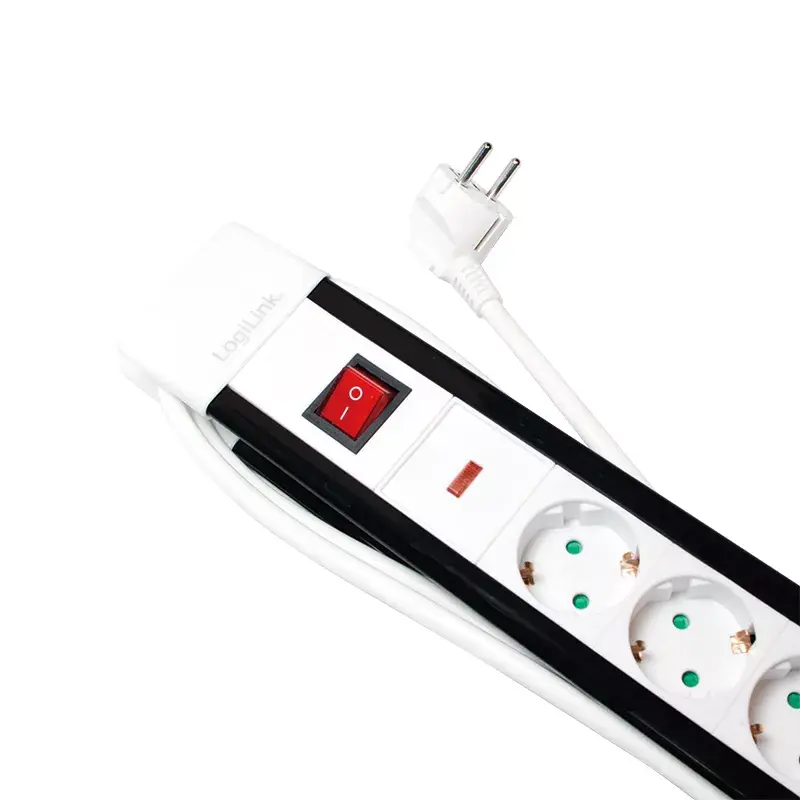 Prolunga elettrica LogiLink LPS211 3m 5 prese AC per interni nero bianco