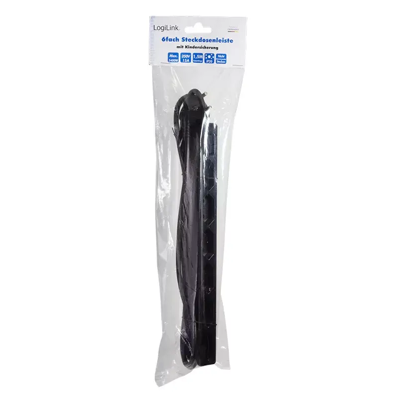 Prolunga elettrica LogiLink LPS231B 1,5m 6 uscite AC per interni nero