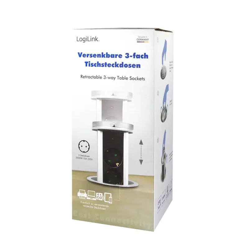 Prolunga elettrica LogiLink LPS235A 1,8 m 3 prese AC per interni nero argento