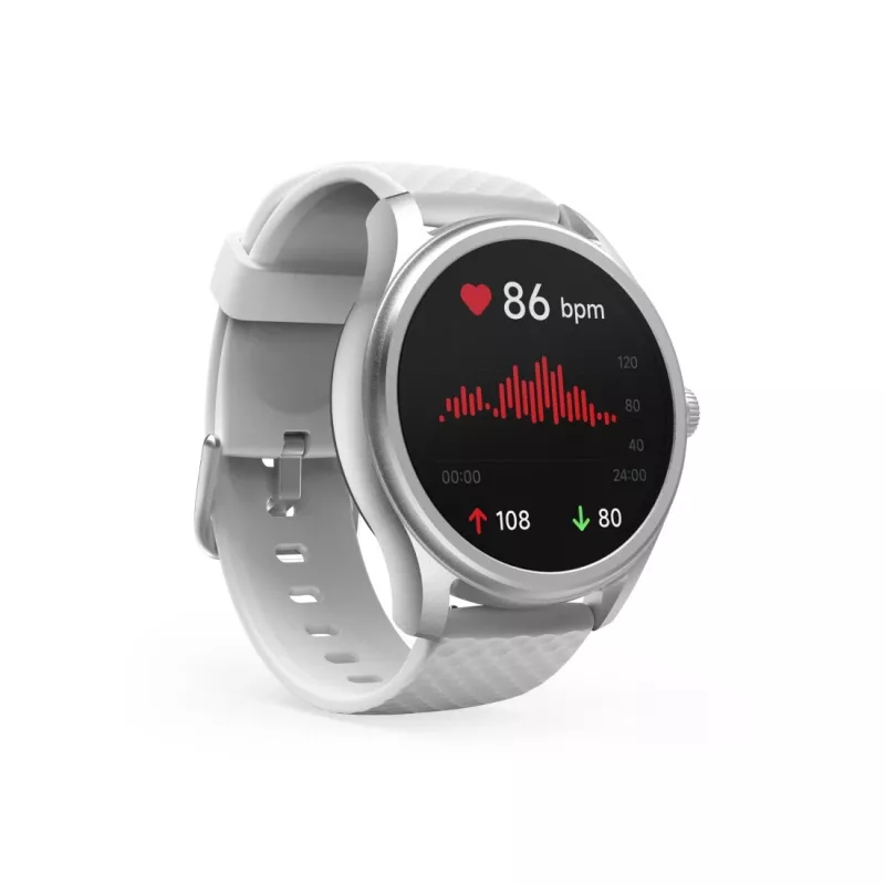 Smartwatch Hama Fit Watch 5010, LCD da 1,38 pollici (3,51 cm), 46 mm, frequenza cardiaca, SpO2, IP68, Bluetooth, argento