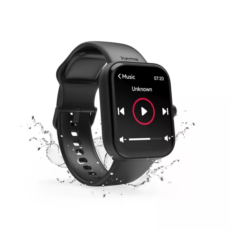 Smartwatch Hama Fit Watch 5000, TFT da 1,65 pollici (4,19 cm), 47 mm, funzione telefono, frequenza cardiaca, IP68, Bluetooth, nero