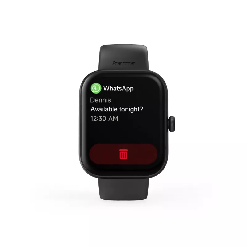 Smartwatch Hama Fit Watch 5000, TFT da 1,65 pollici (4,19 cm), 47 mm, funzione telefono, frequenza cardiaca, IP68, Bluetooth, nero