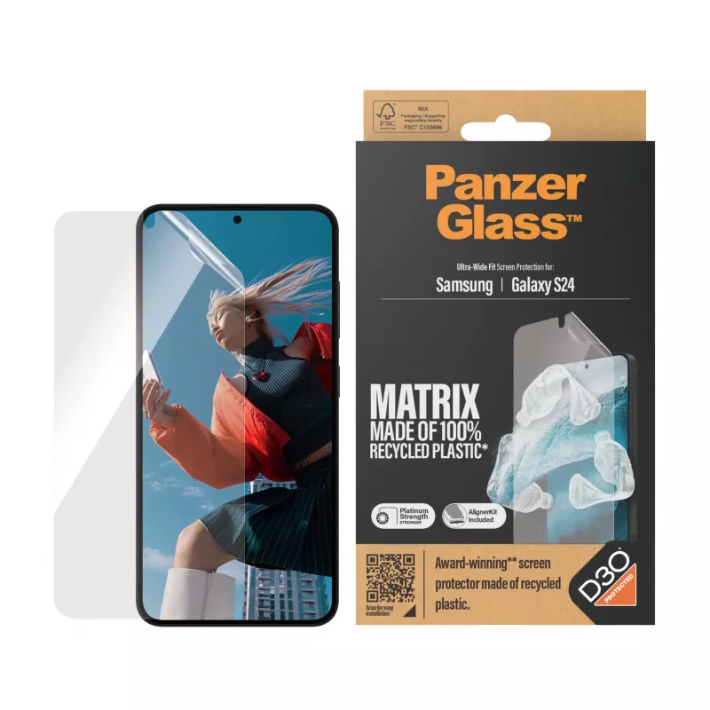 PanzerGlass ® ECO MATRIX pellicola protettiva con D3O® Samsung Galaxy S24 | Ultra-Wide Fit con AlignerKit