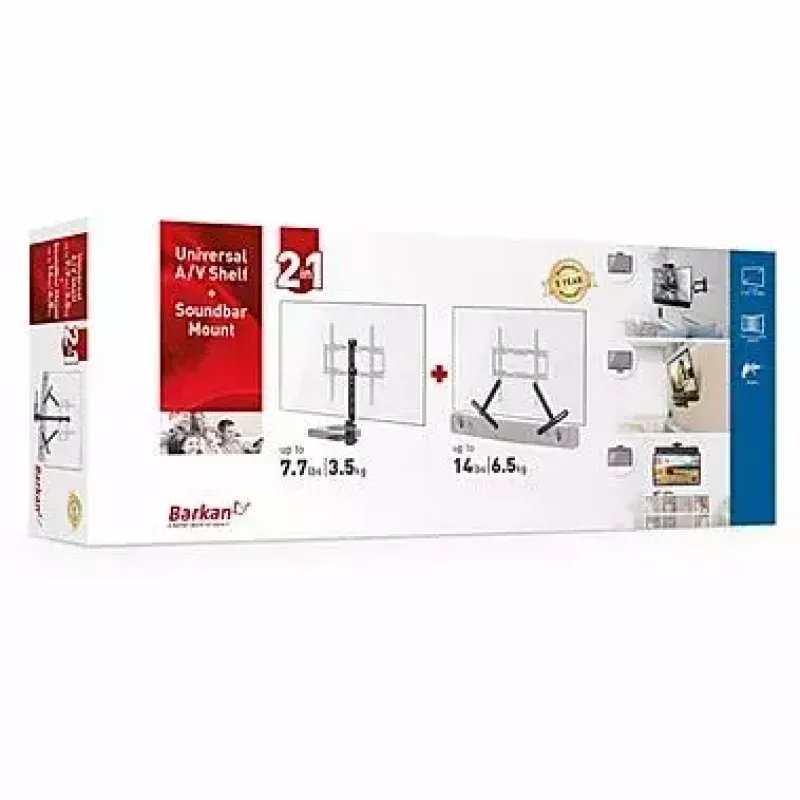 Supporto per apparecchi AV Barkan E850, 1 vano, nero, altezza 565 mm, portata 6,5 kg