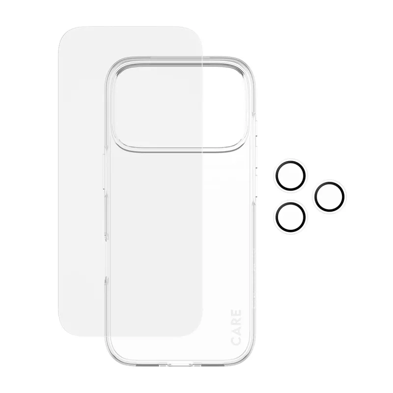 Bundle combo 3-in-1 PanzerGlass per iPhone 17 Pro CR40572 — protezione display, copertura fotocamera e custodia